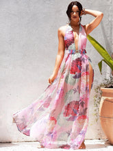 Suspenders Deep V Plunge Floral Shape Printing Slip Dress